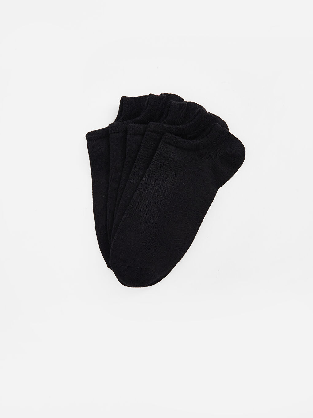 Siyah Kadın Düz Patik Çorap 5'li-1