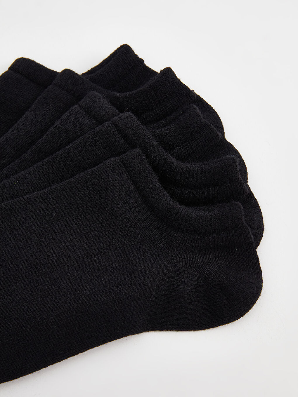 Siyah Kadın Düz Patik Çorap 5'li-2