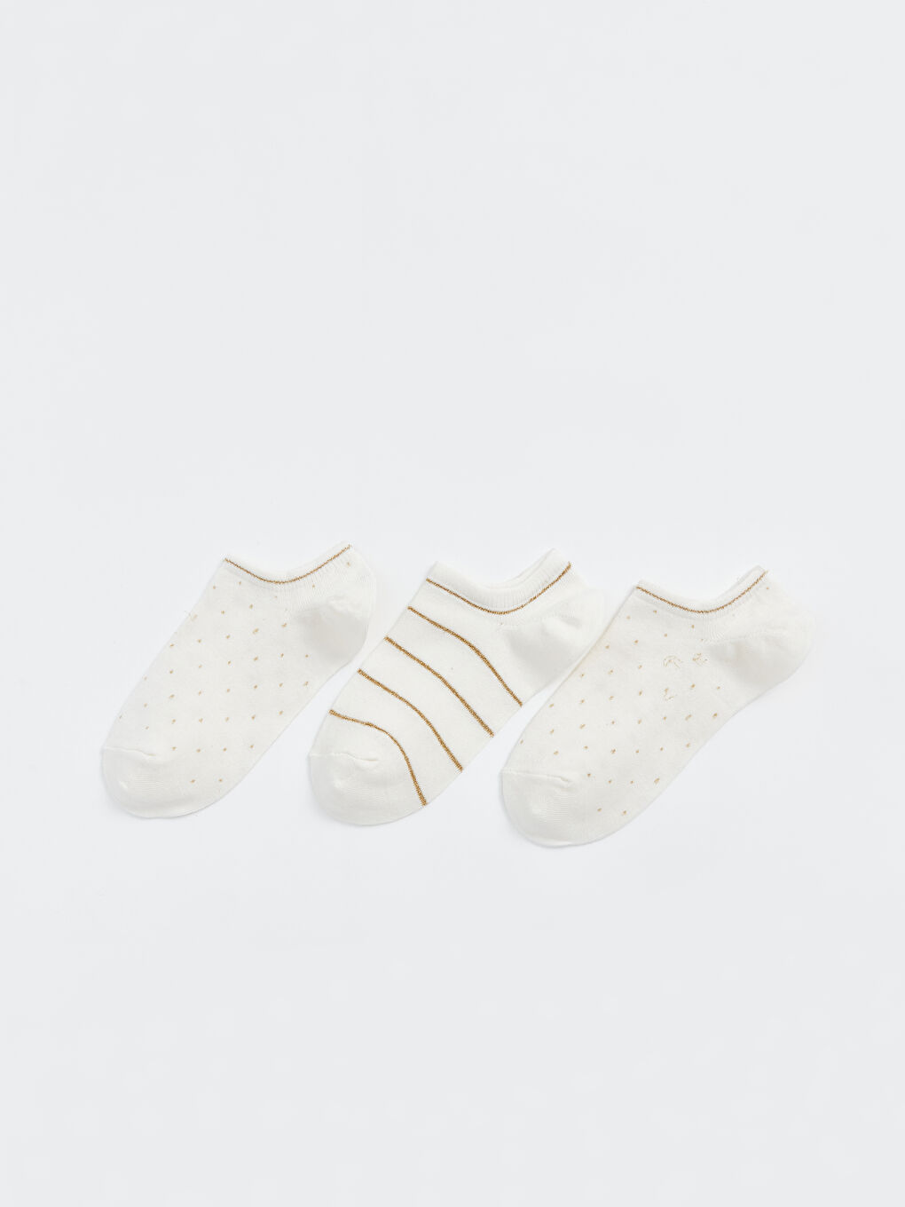 Ekru Desenli Kadın Patik Çorap 3'lü