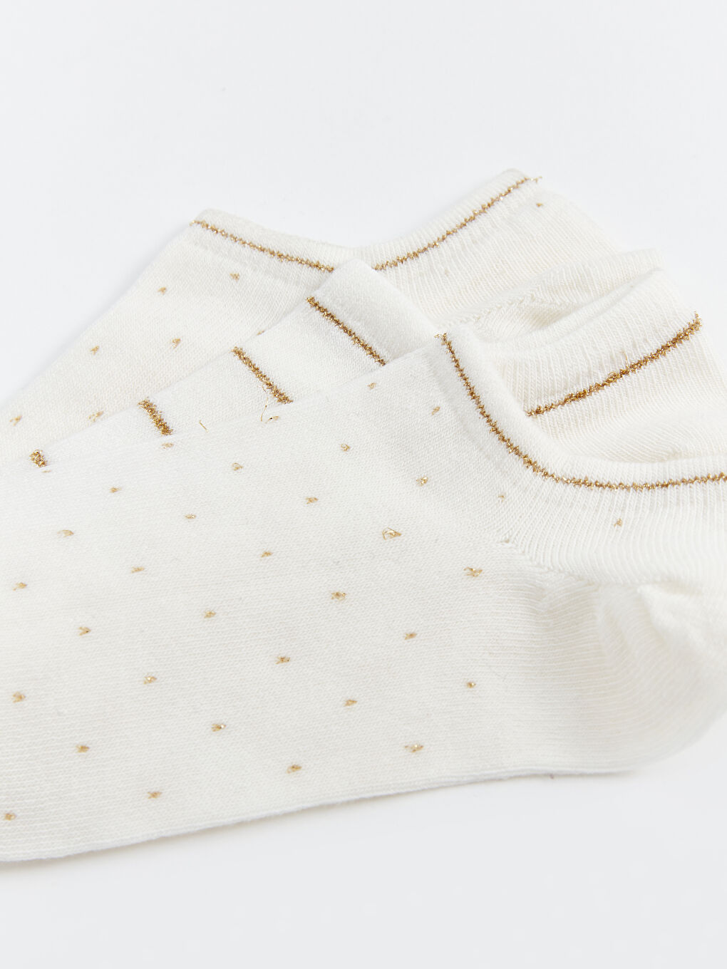 Ekru Desenli Kadın Patik Çorap 3'lü-2