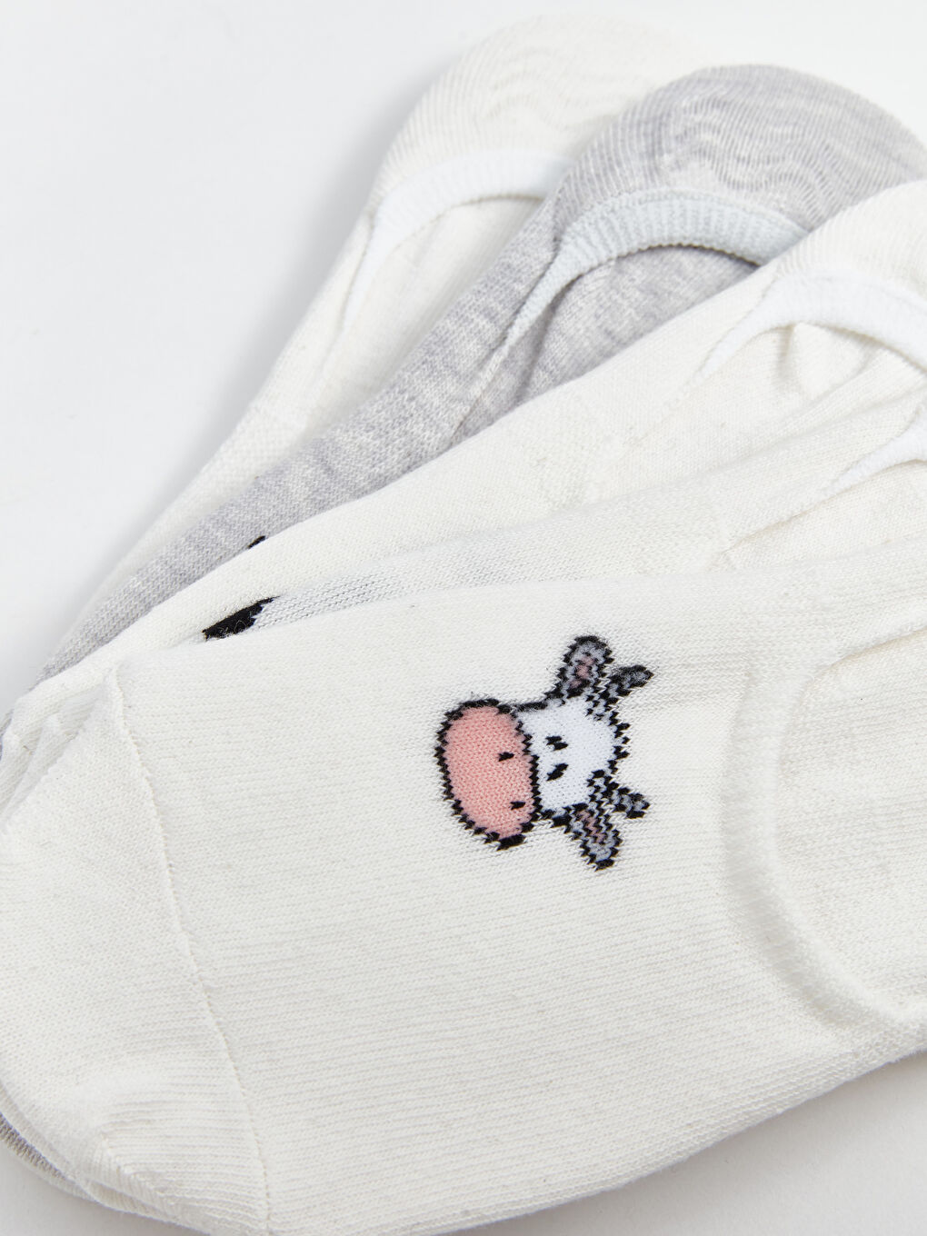 Ekru Baskılı Kadın Babet Çorap 5'li Paket-2