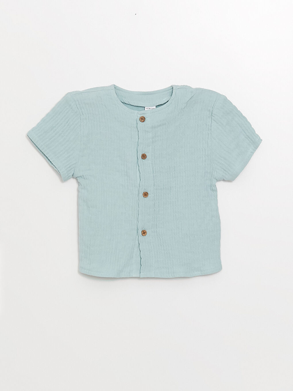 Mavi Hakim Yaka Kısa Kollu Basic Erkek Bebek Gömlek-1