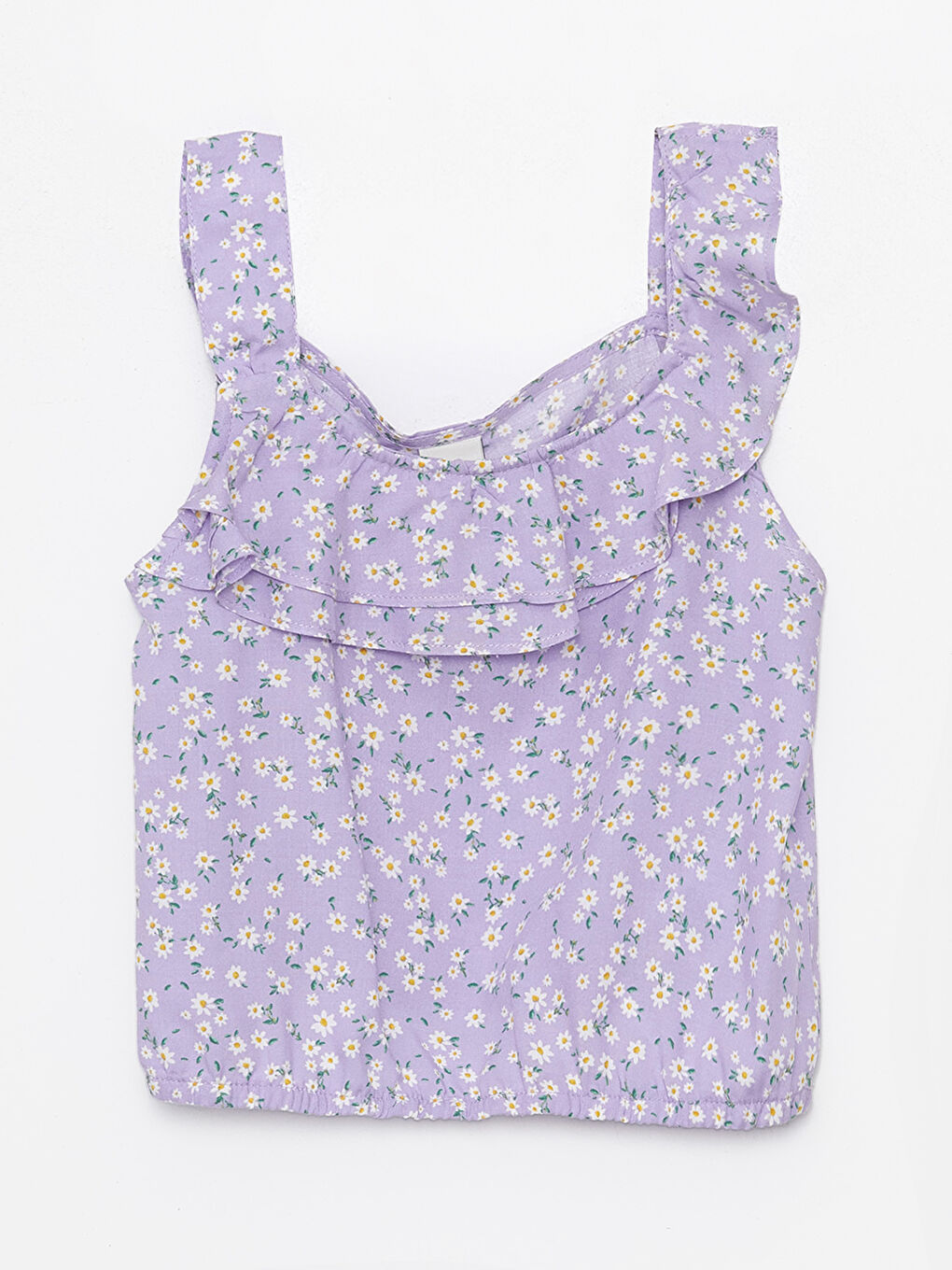 Square Collar Floral Girls' Crop Blouse