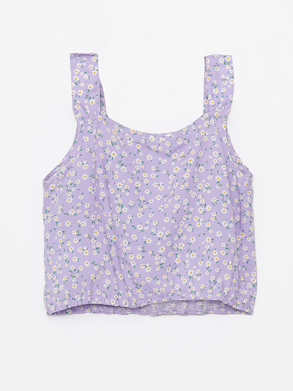 Square Collar Floral Girls' Crop Blouse-1