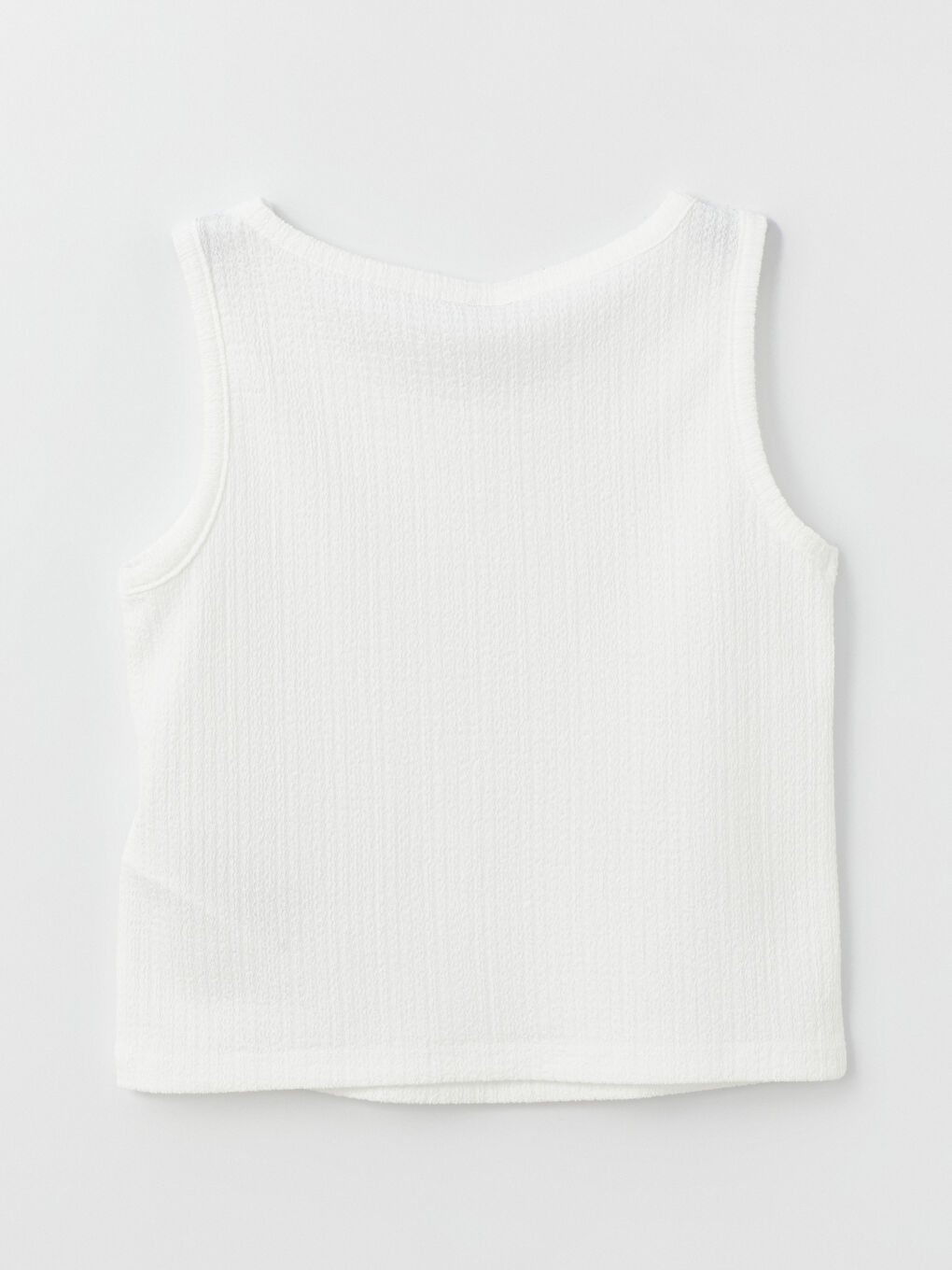 Beyaz Bisiklet Yaka Basic Kız Çocuk Atlet-2