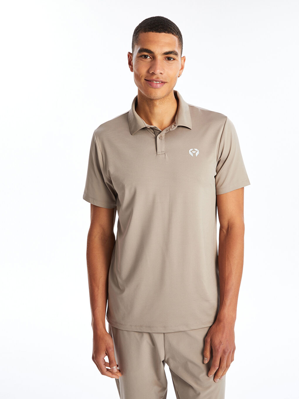 Kahverengi Polo Yaka Kısa Kollu Penye Erkek Tişört