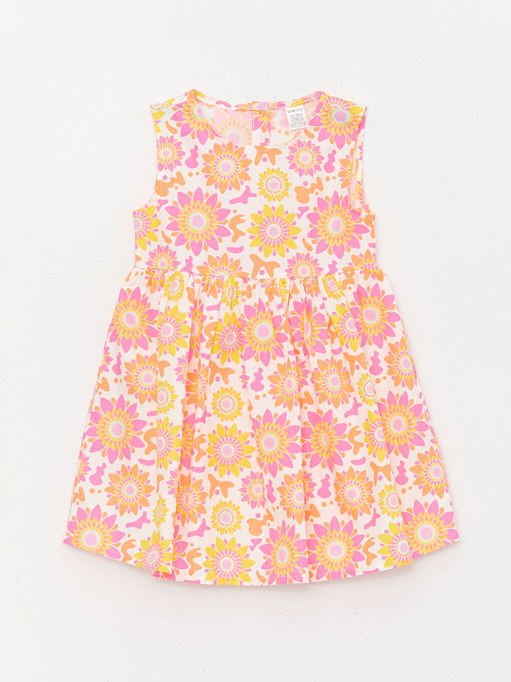 Karışık Bisiklet Yaka Çiçekli Kız Bebek Elbise