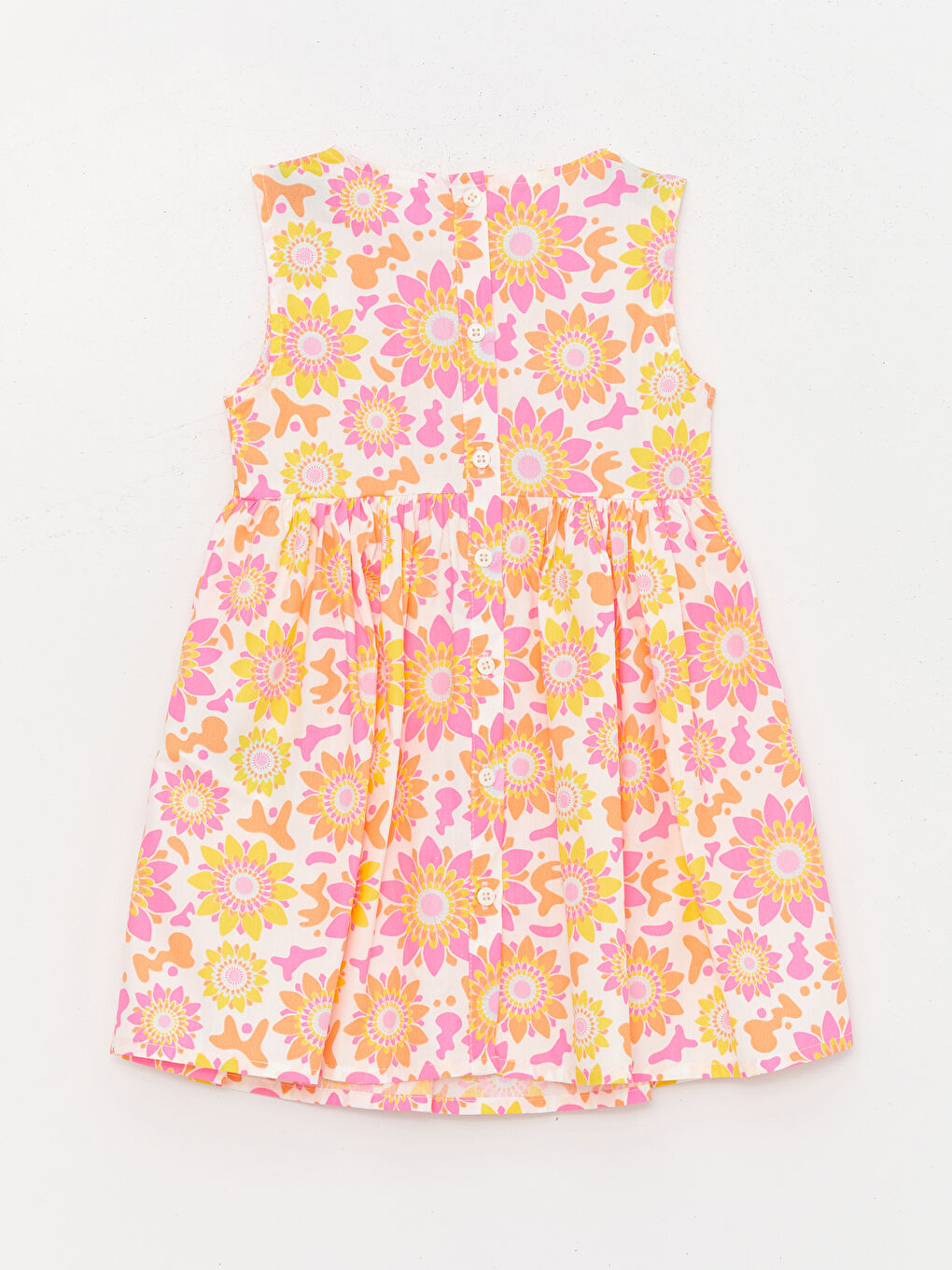 Karışık Bisiklet Yaka Çiçekli Kız Bebek Elbise-1