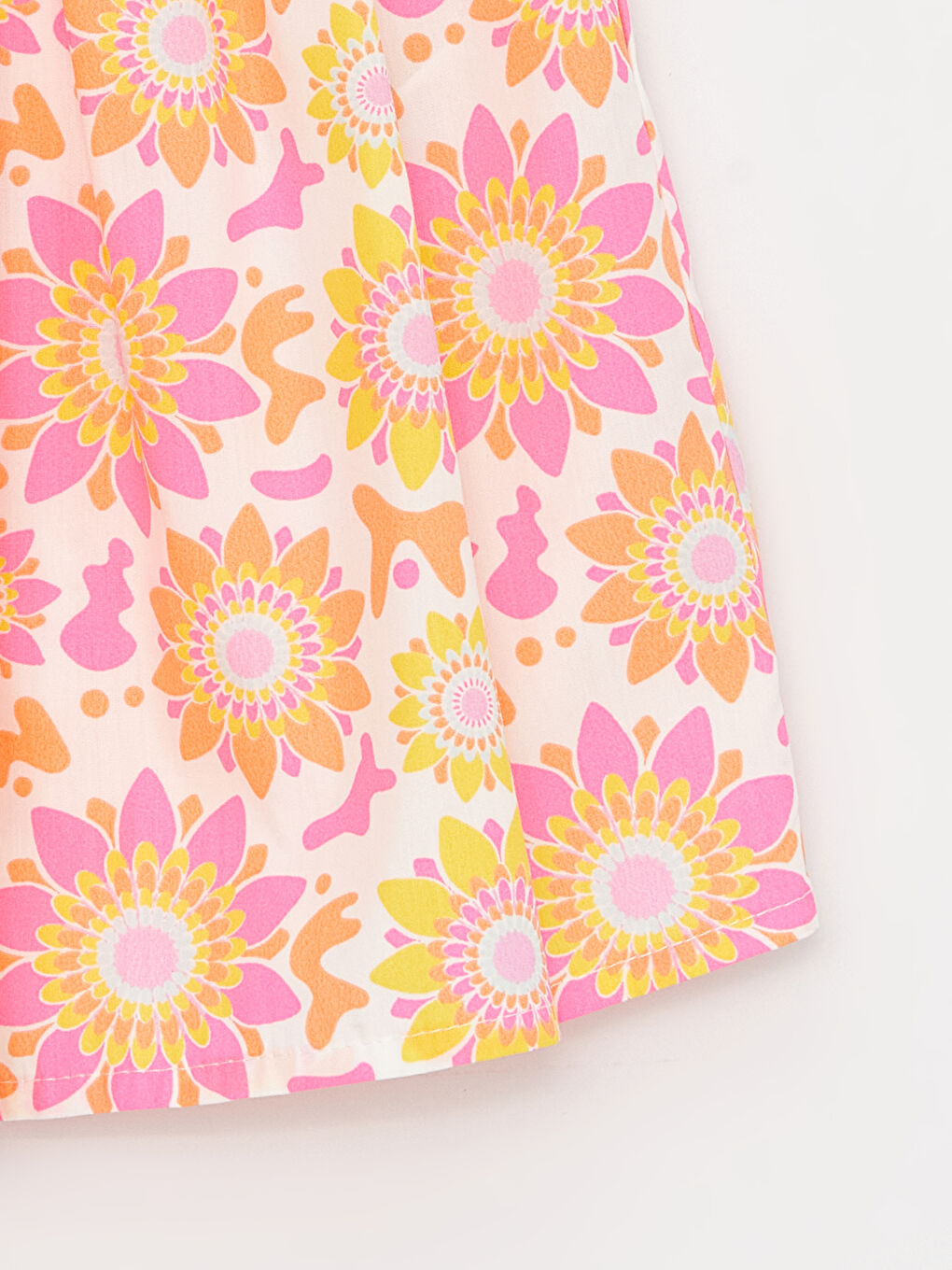 Karışık Bisiklet Yaka Çiçekli Kız Bebek Elbise-2