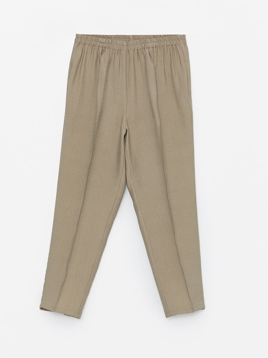 Haki Beli Lastikli Rahat Kalıp Kadın Pantolon-9