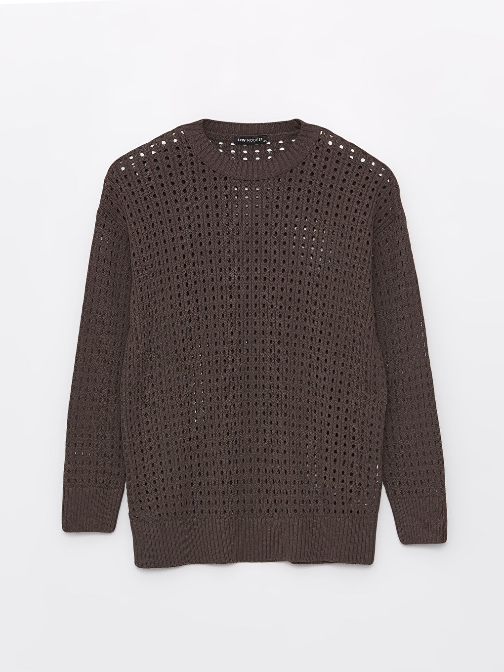 Crew Neck Ajour Long Sleeve Women's Tricot Sweater -S4DS99Z8-VBM