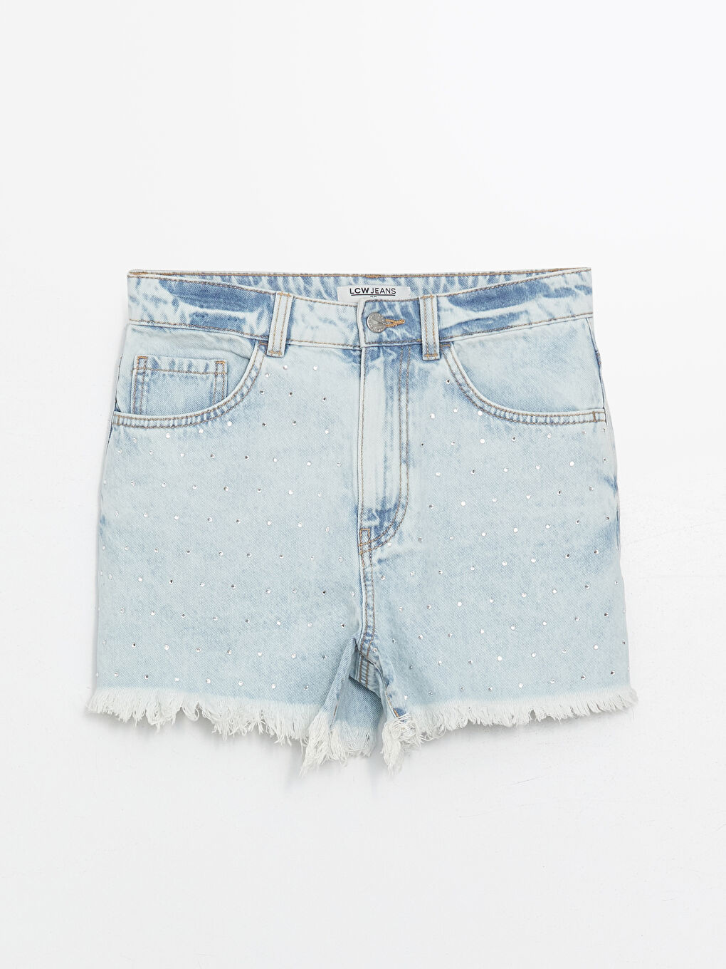 Regular Fit Rhinestone Embellished Women's Denim Shorts -S4DT14Z8-311