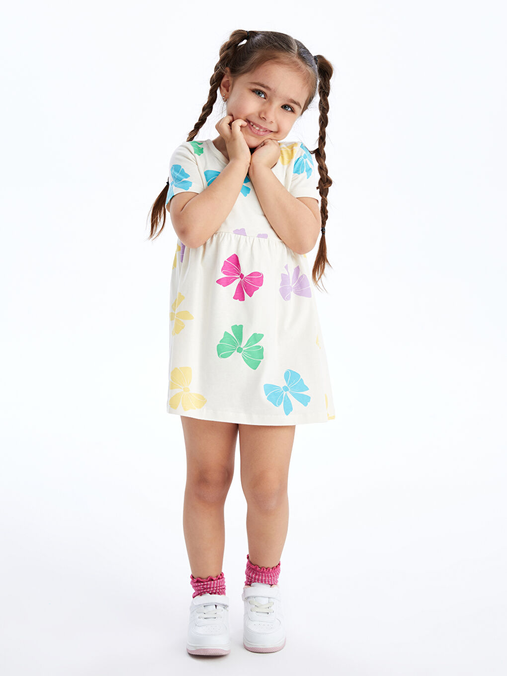 Crew Neck Short Sleeve Baby Girl Dress -S4DT32Z1-LRA