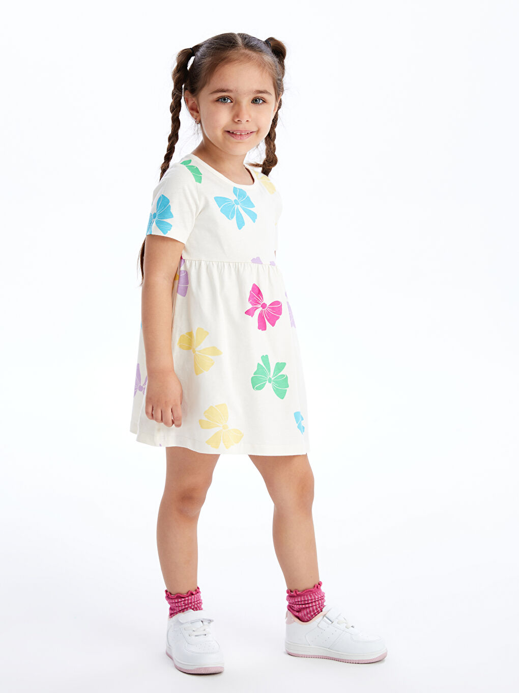 Crew Neck Short Sleeve Baby Girl Dress -S4DT32Z1-LRA