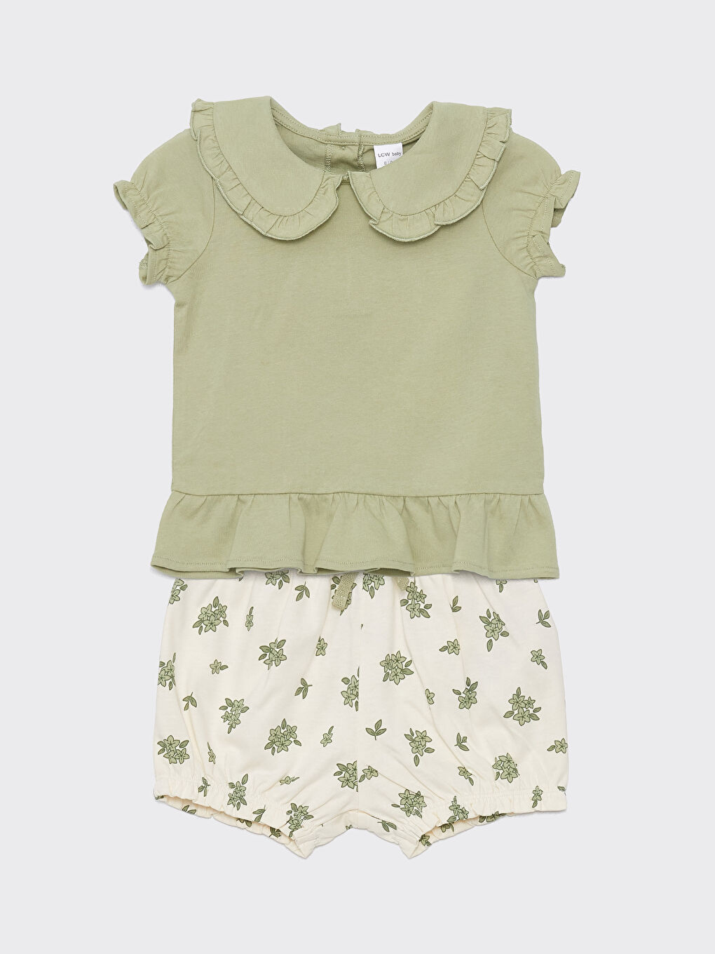 Peter Pan Collar Short Sleeve Girls' Baby Blouse And Shorts Set 2-Piece -S4DT77Z1-FJY
