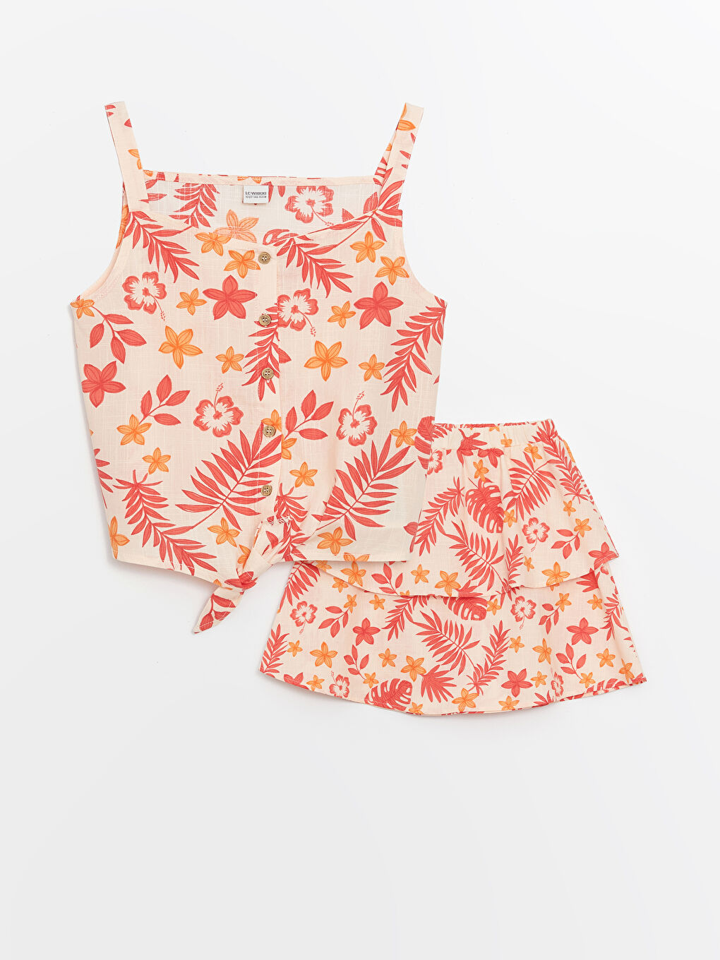 Square Neck Floral Girl's Blouse and Skirt -S4DU21Z4-LR9