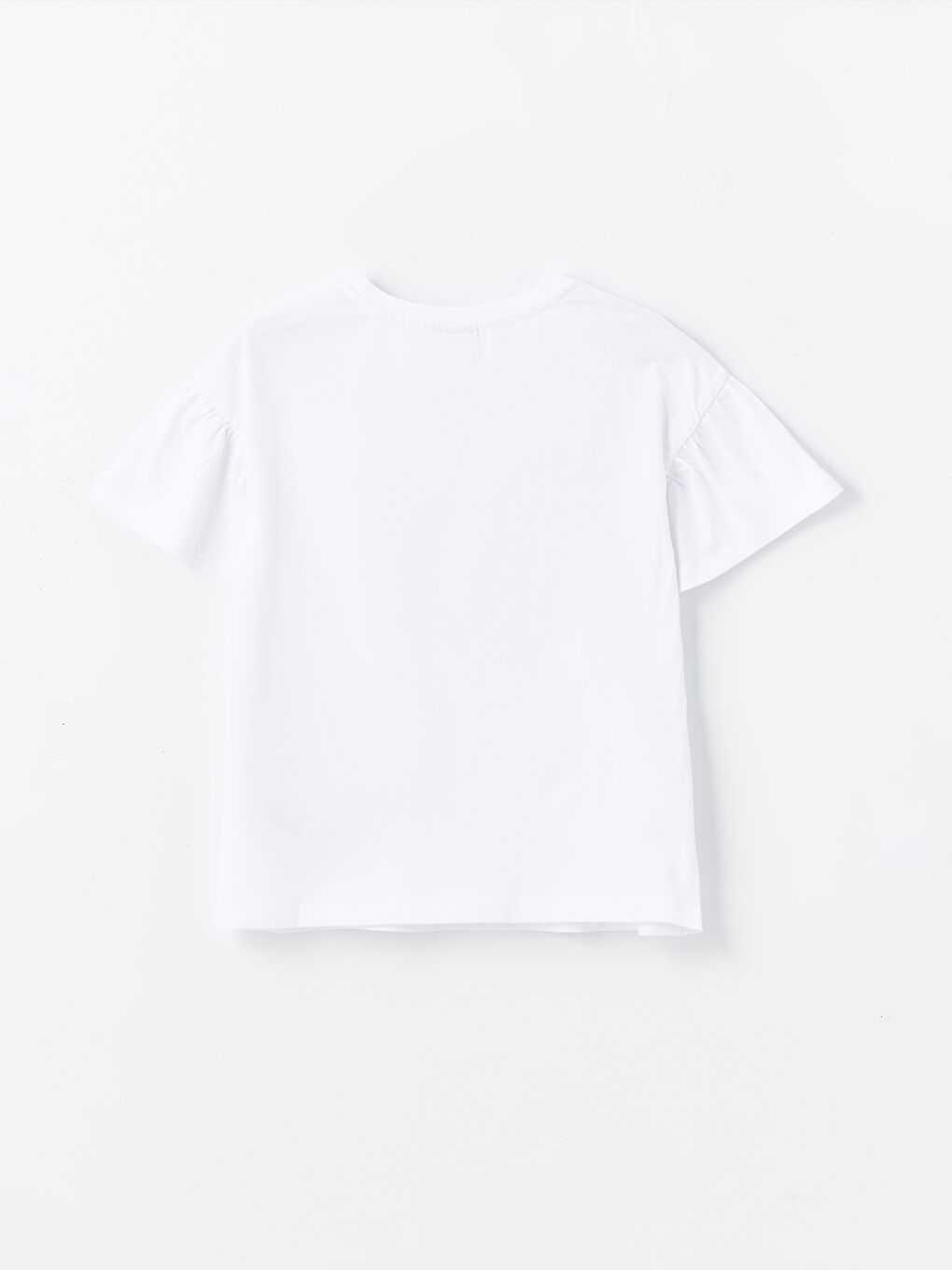 Beyaz Bisiklet Yaka Kız Çocuk Tişört-1