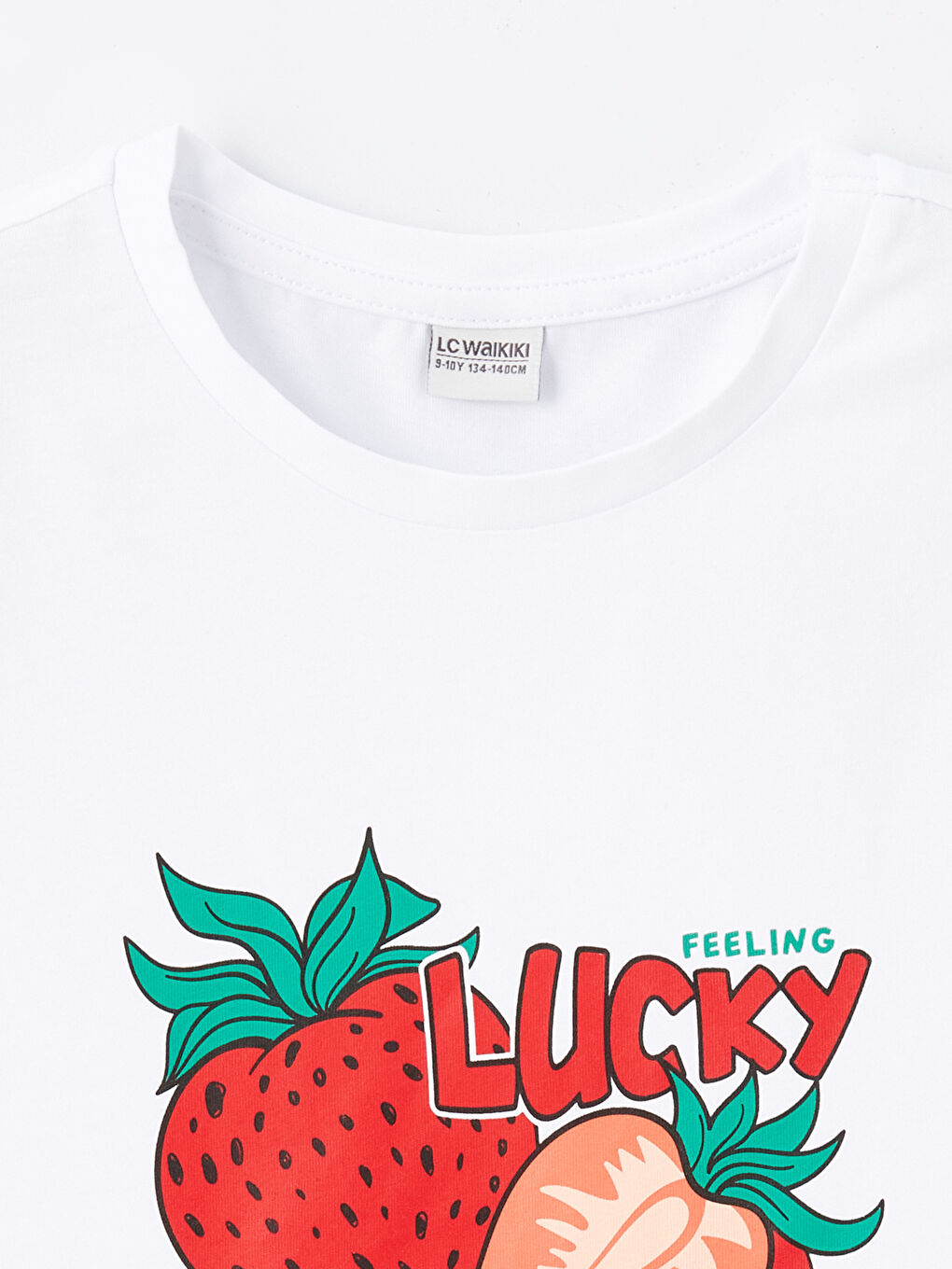 Beyaz Bisiklet Yaka Kız Çocuk Tişört-2