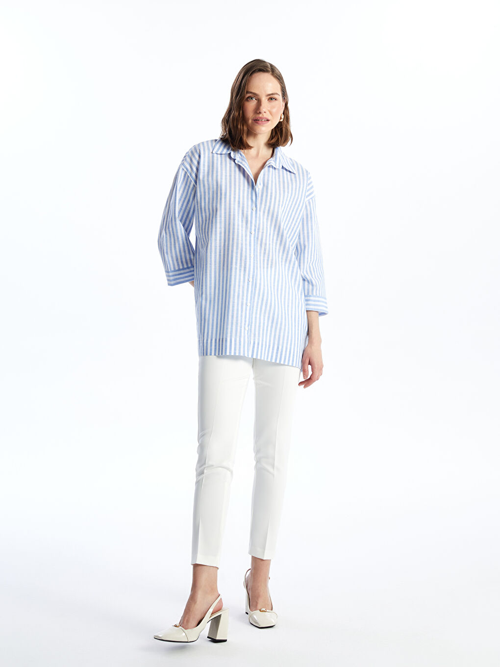 Striped Oversize Women's Shirt-1