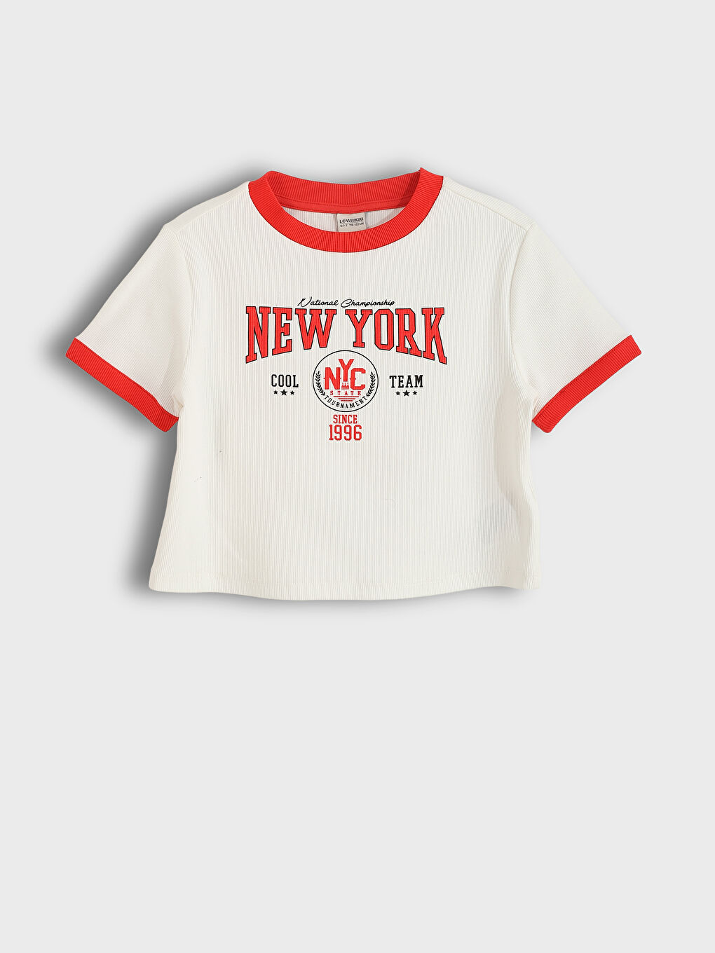 LCW Kids Bisiklet Yaka Kız Çocuk Crop Tişört -S4DV26Z4-FDU