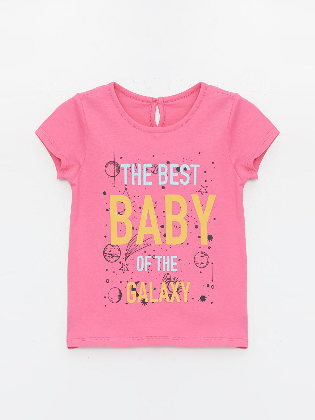Pembe Bisiklet Yaka Baskılı Kız Bebek Tişört
