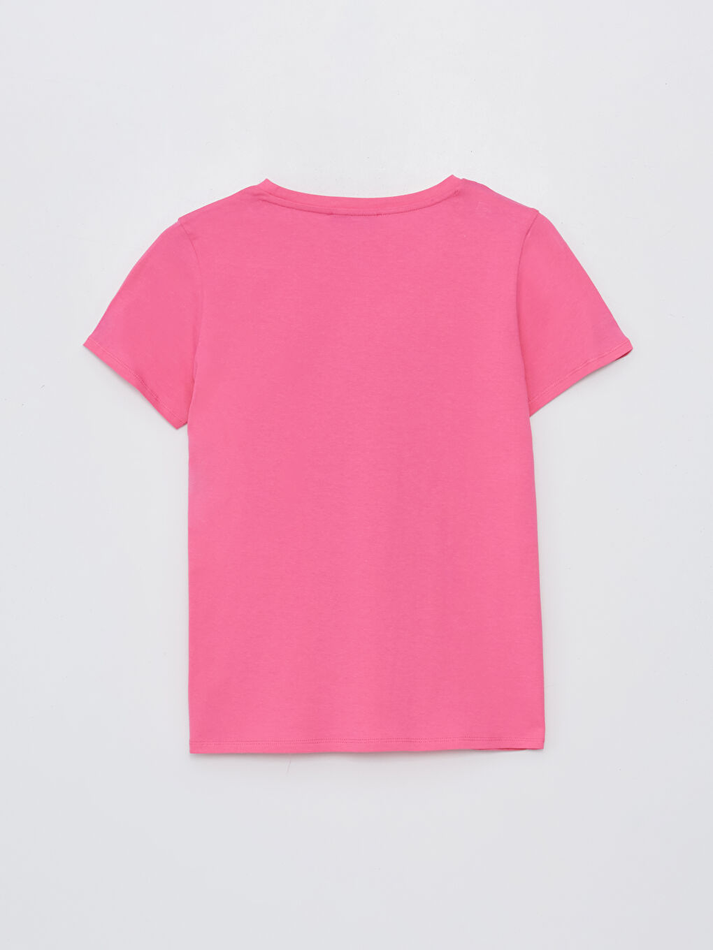 Pembe Bisiklet Yaka Baskılı Kısa Kollu Kadın Tişört-6