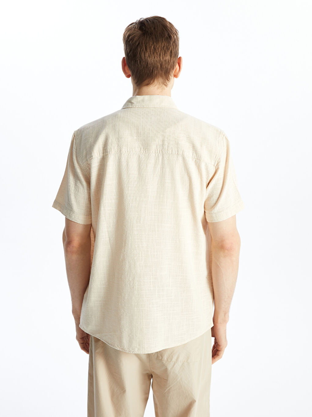 Regular Fit Short Sleeve Linen Blended Men's Shirt -S4DV70Z8-FT0