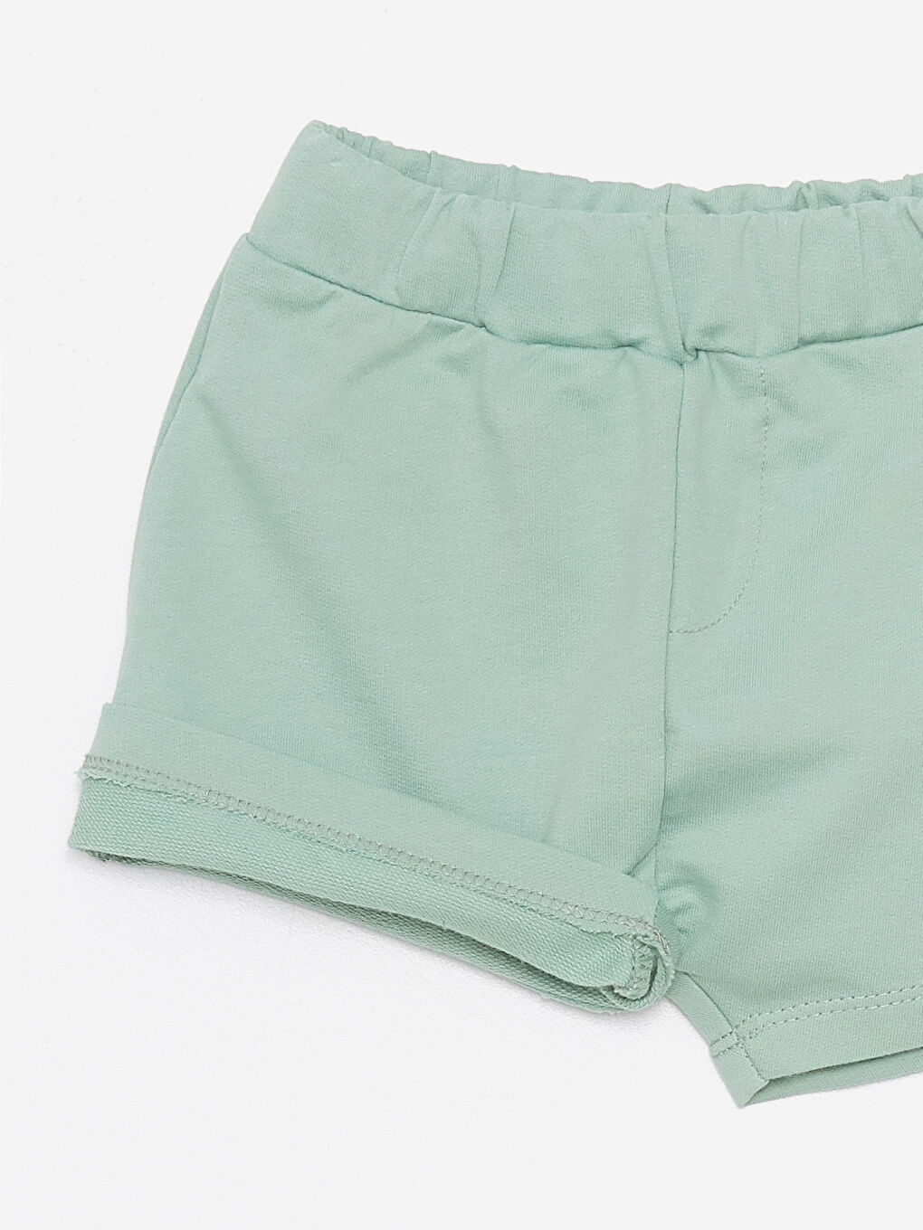 Yeşil Beli Lastikli Basic Erkek Bebek Şort-1