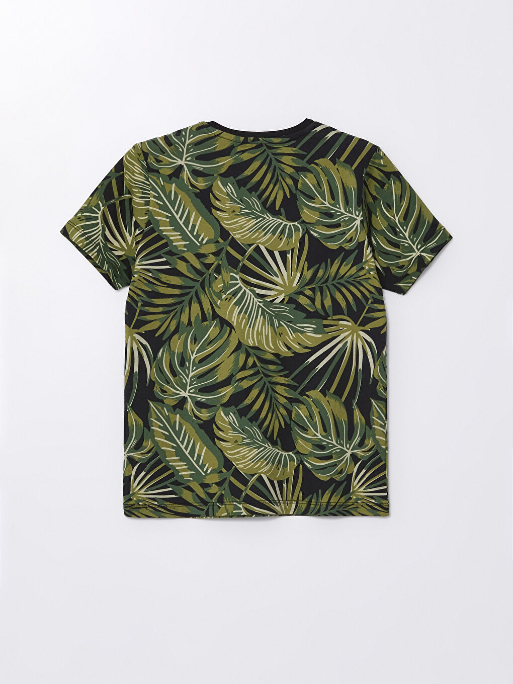 Haki Bisiklet Yaka Baskılı Kısa Kollu Erkek Çocuk Pijama Üst-1