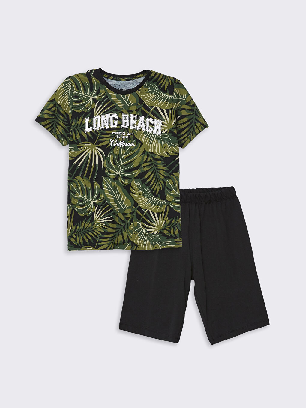 Crew Neck Printed Short Sleeve Boy's Short Pajamas Set -S4DY74Z4-LS6