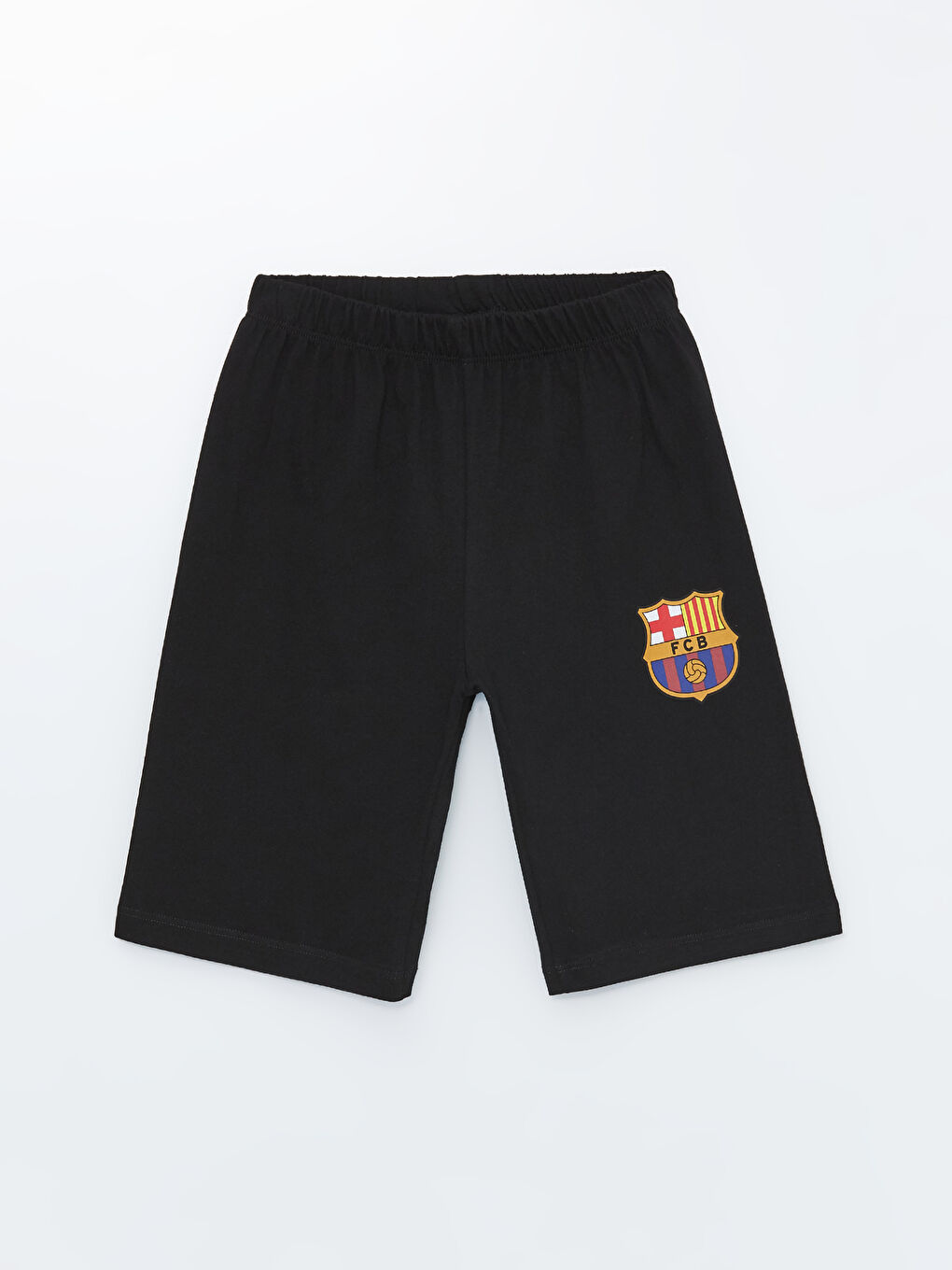 LCW Kids Koyu Mavi Baskılı Bisiklet Yaka Barcelona Baskılı Erkek Çocuk Şortlu Pijama Takımı - 2