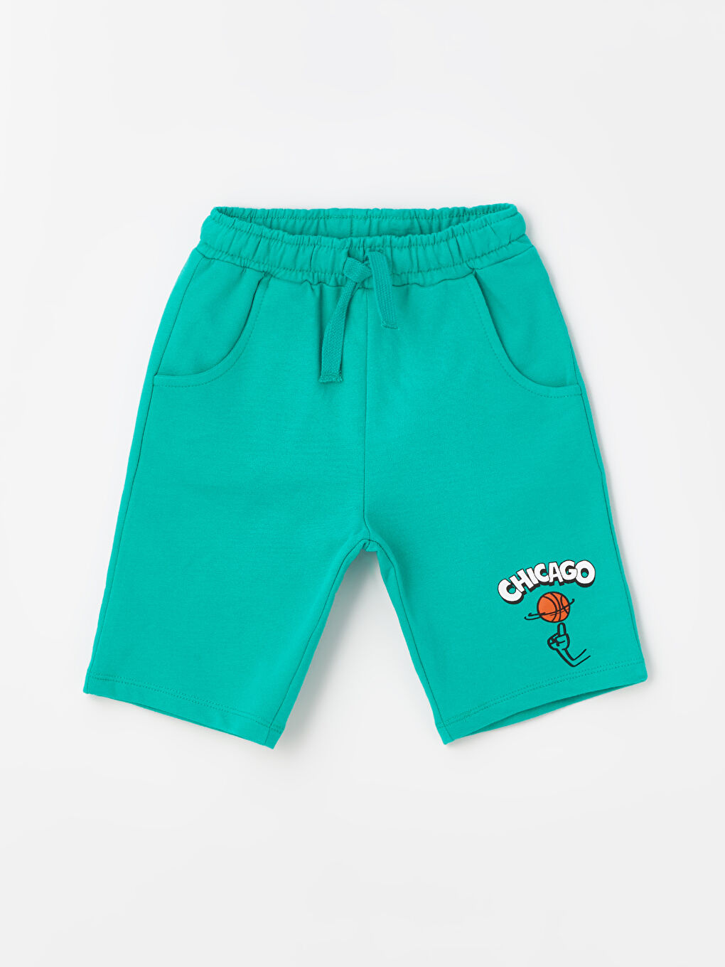 Yeşil Beli Lastikli Baskılı Erkek Bebek Şort