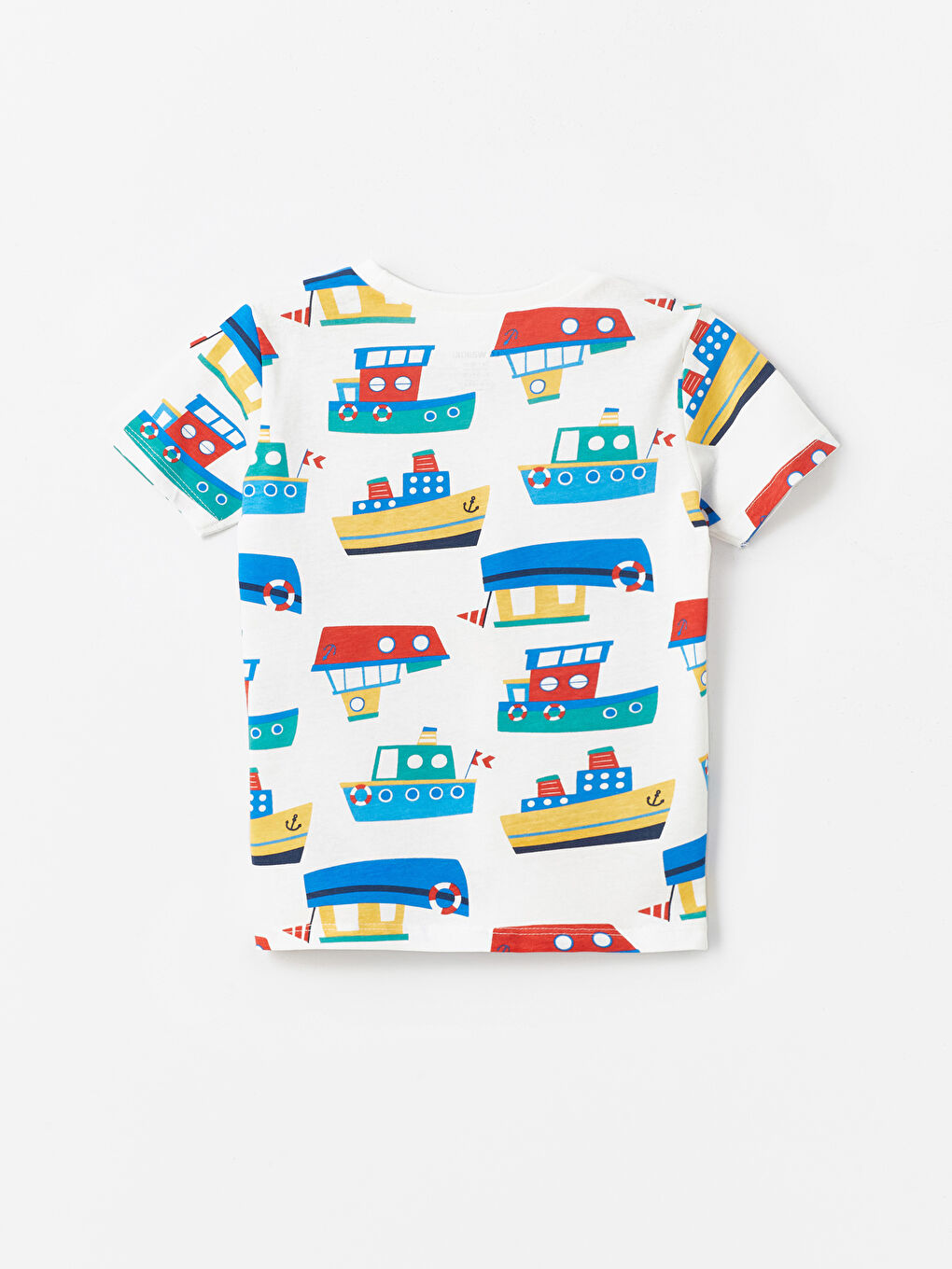 Ekru Bisiklet Yaka Kısa Kollu Baskılı Erkek Bebek Tişört-1