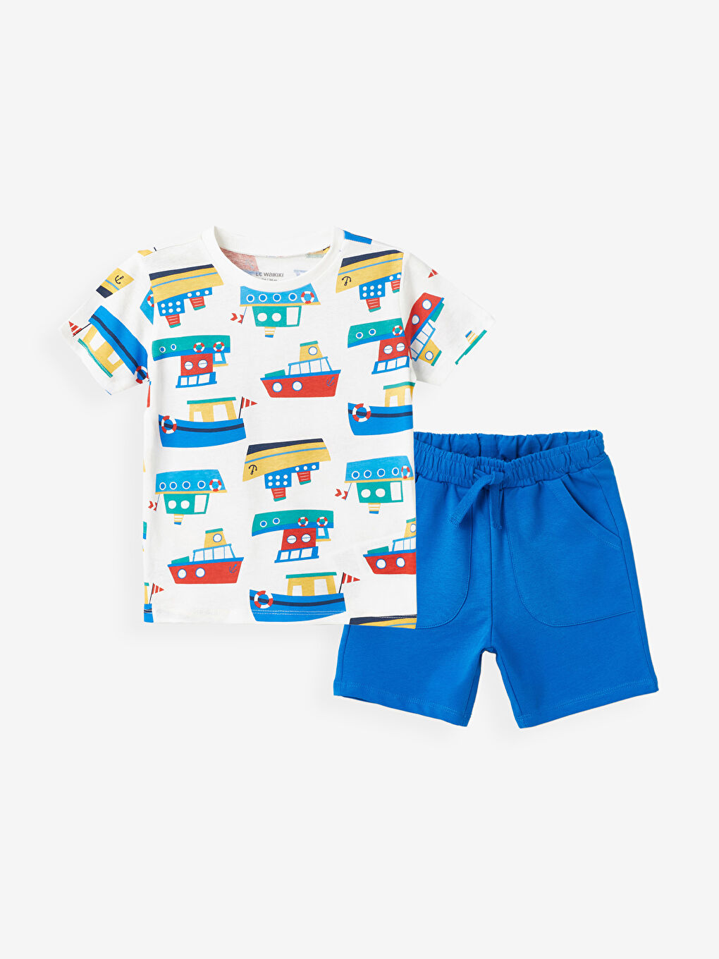 Crew Neck Short Sleeve Printed Baby Boy T-Shirt and Shorts 2-Piece Set -S4EA20Z1-LRA
