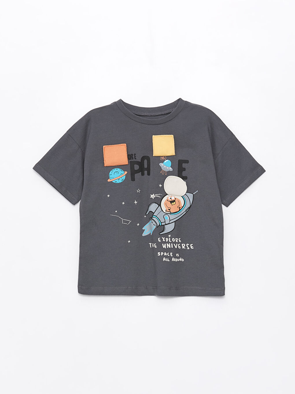 Crew Neck Printed Baby Boys' T-Shirt and Shorts 2 Pack Set -S4EA35Z1-HGL