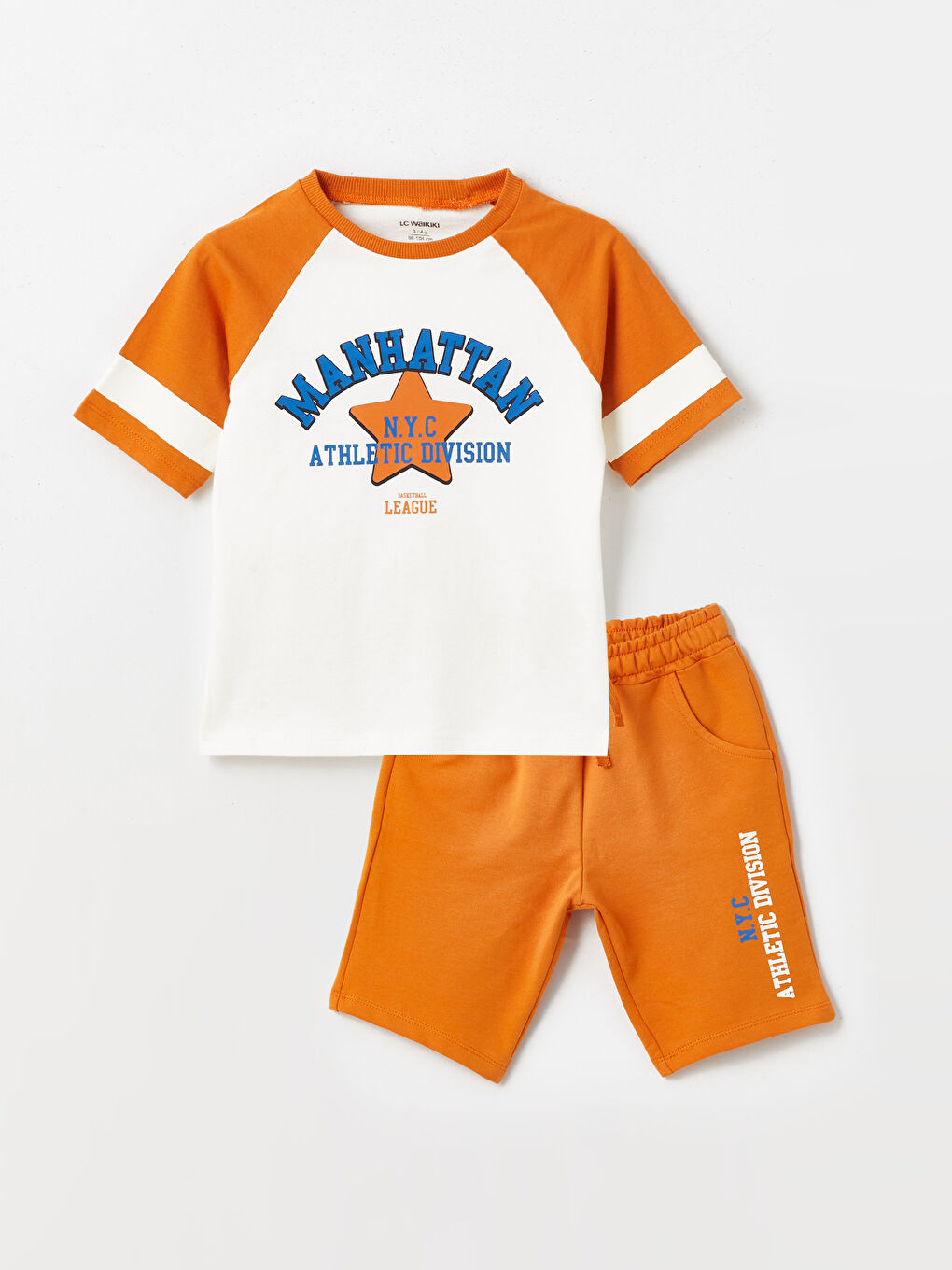 Crew Neck Printed Baby Boy T-Shirt and Shorts 2-Pack Set -S4EA43Z1-R9J