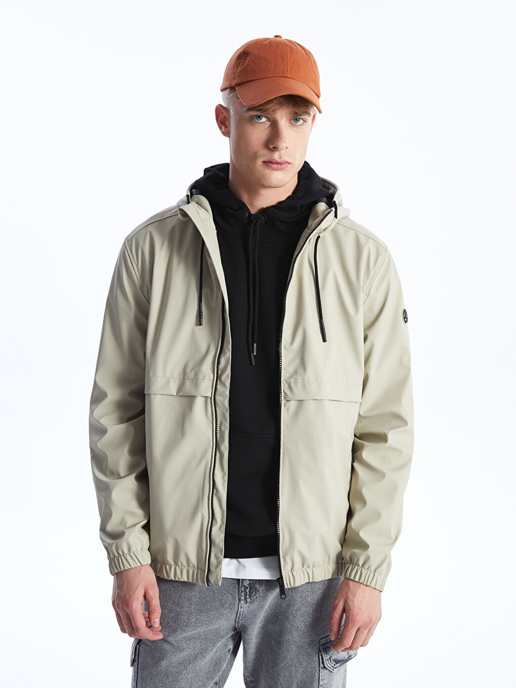 Standard Fit Hooded Men's Raincoat -S4EA60Z8-V3K