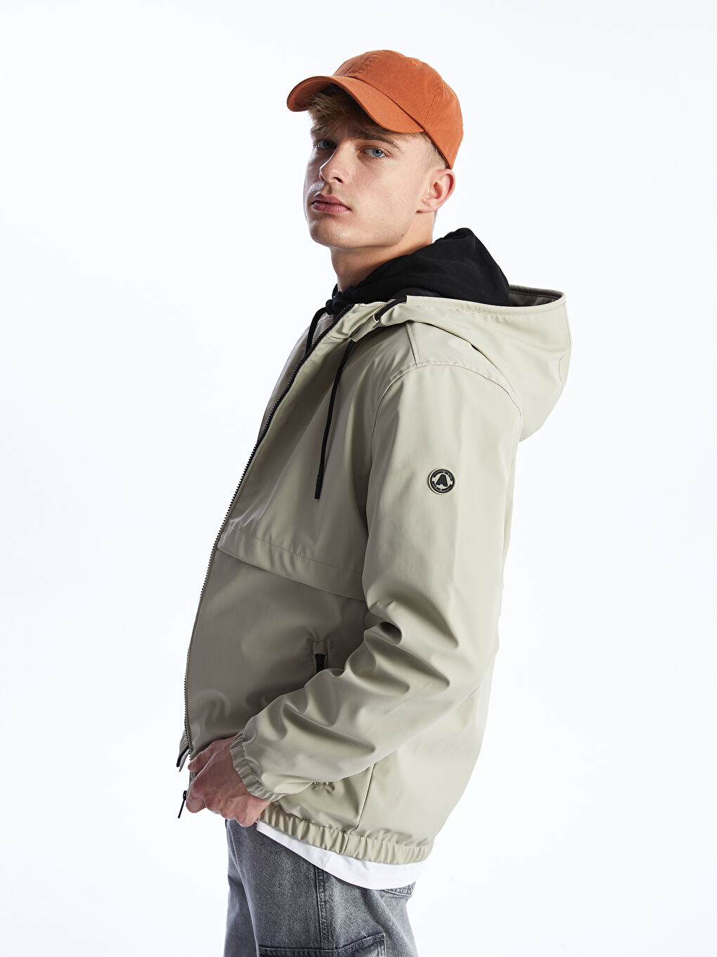 Standard Fit Hooded Men's Raincoat -S4EA60Z8-V3K