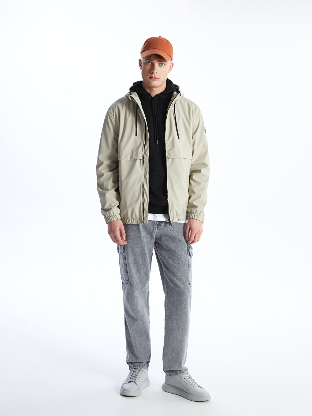 Standard Fit Hooded Men's Raincoat -S4EA60Z8-V3K