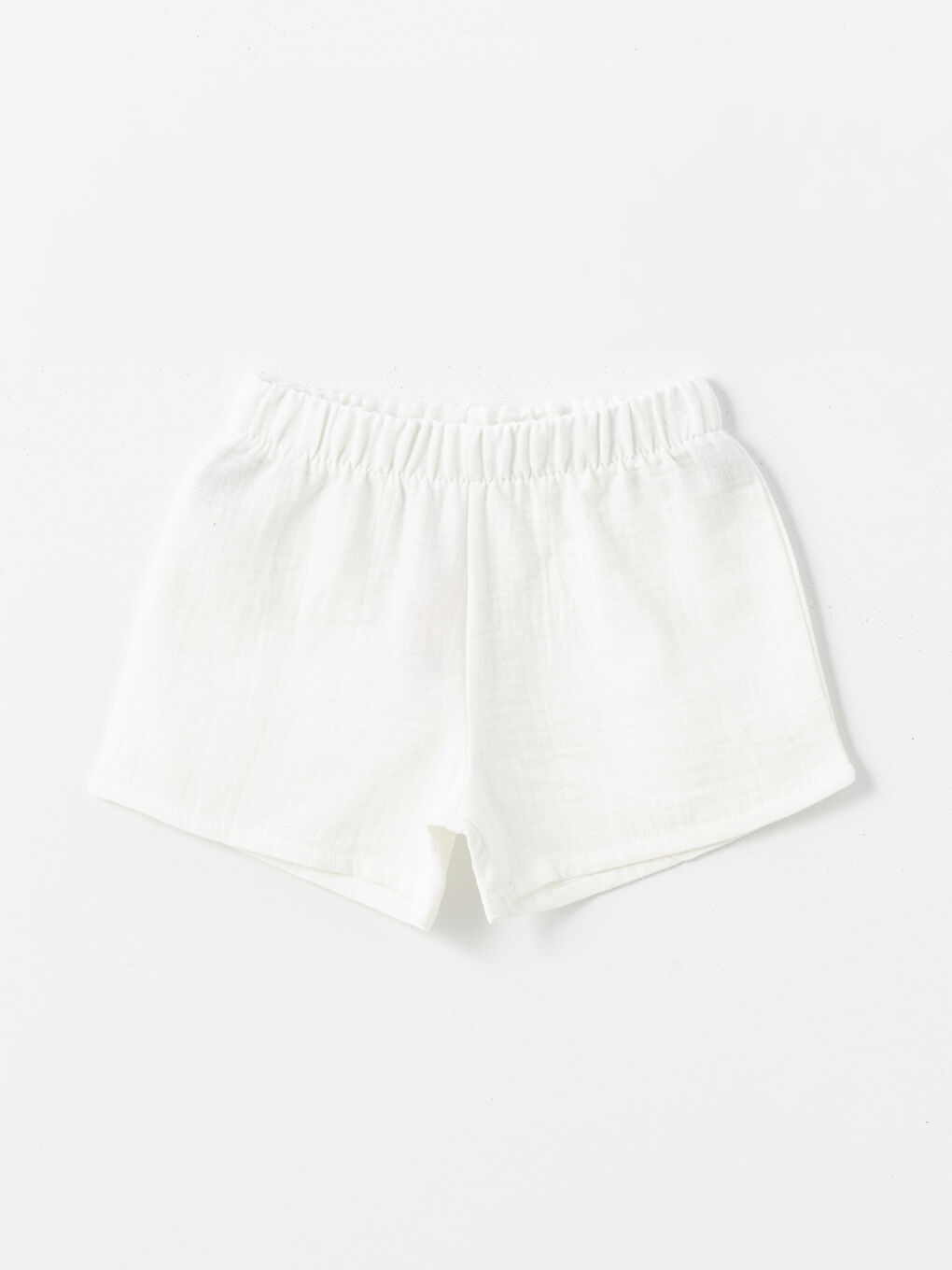 Ekru Beli Lastikli Basic Kız Bebek Şort