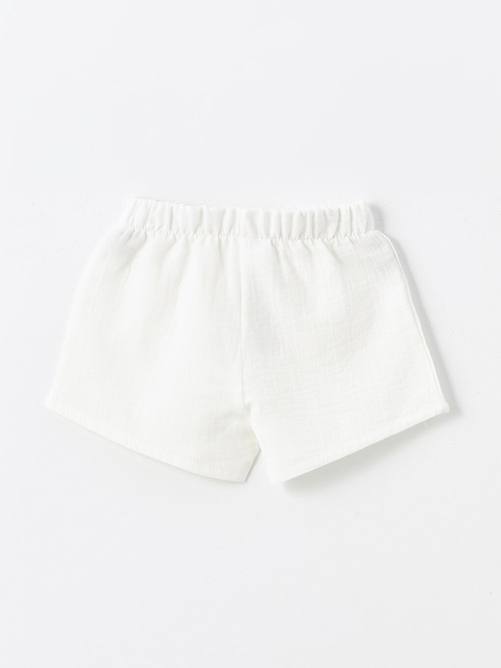 Ekru Beli Lastikli Basic Kız Bebek Şort-1