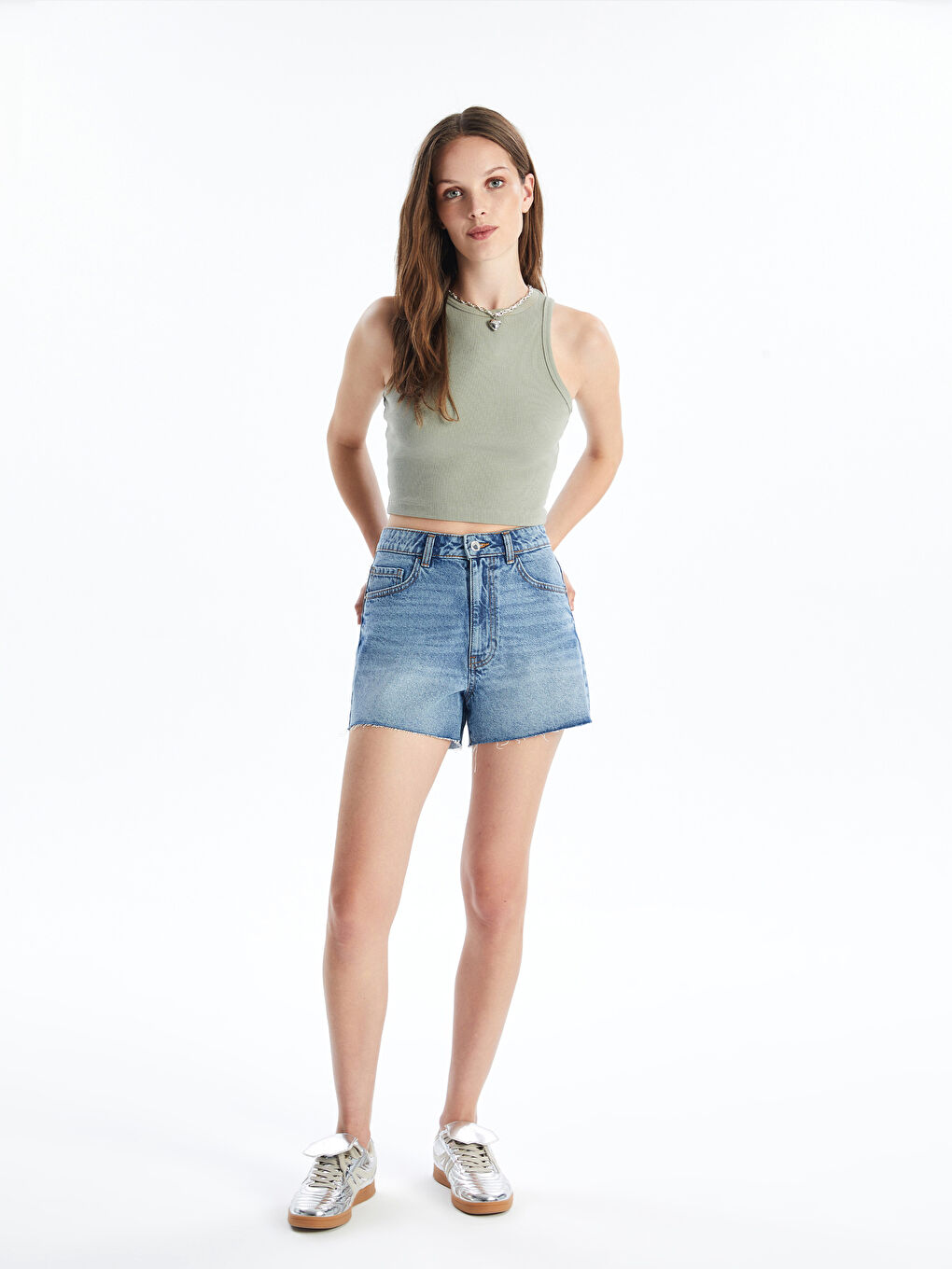 Regular Fit Women's Denim Shorts -S4EB15Z8-507