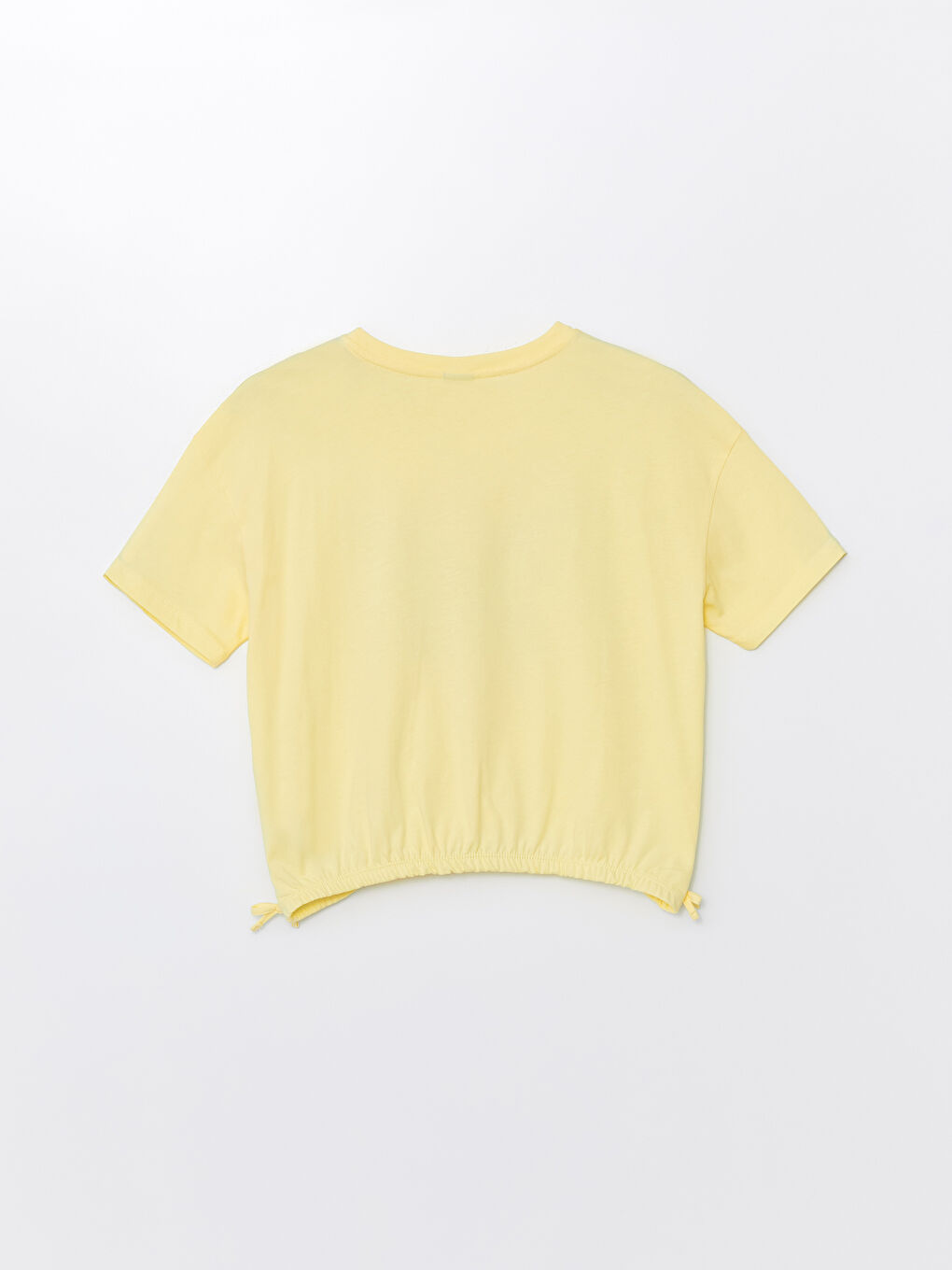 LCW Kids Sari Bisiklet Yaka Baskılı Kısa Kollu Kız Çocuk Crop Tişört - 1