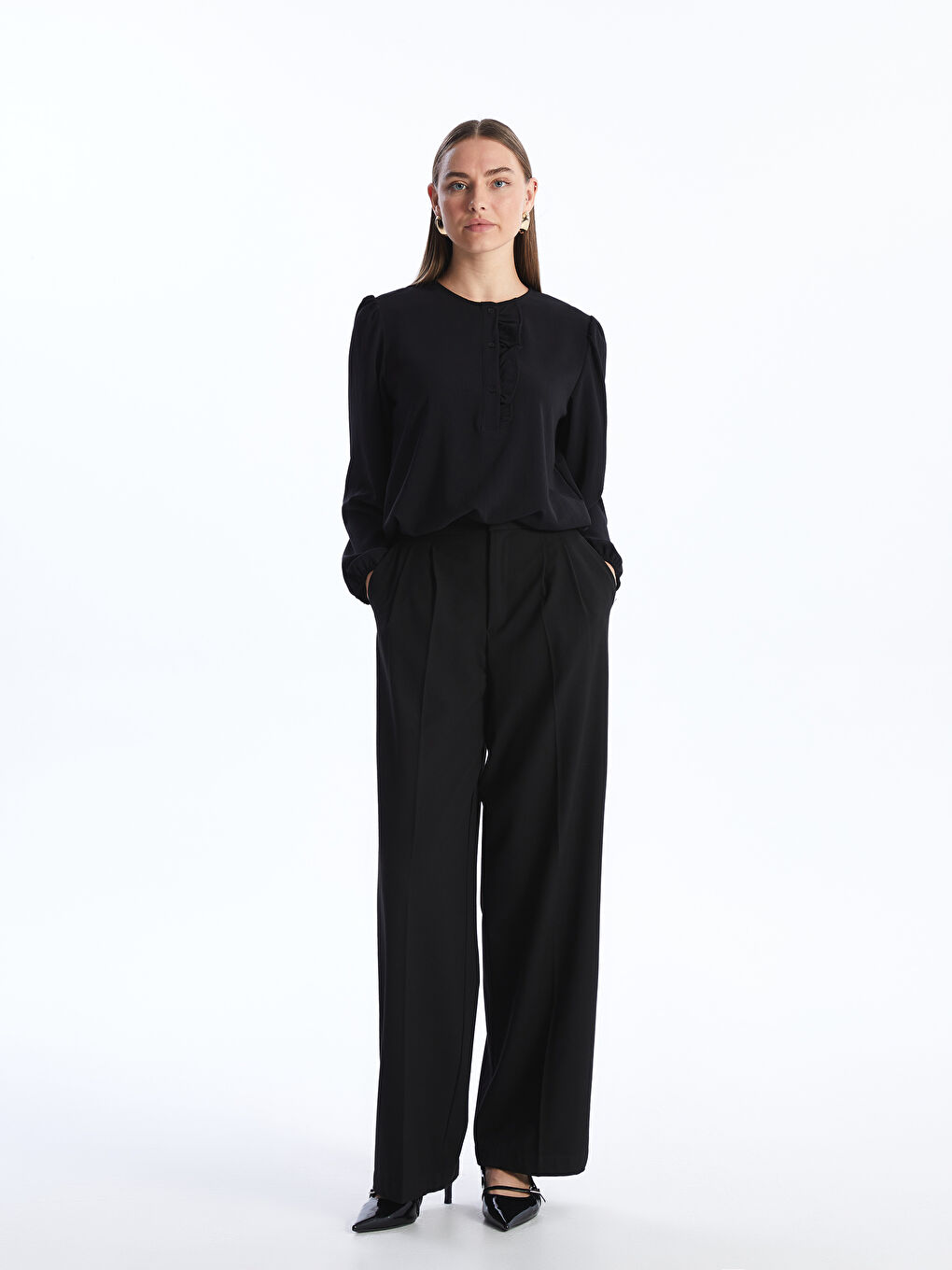 Crew Neck Regular Long Sleeve Women's Blouse -S4EB36Z8-CVL