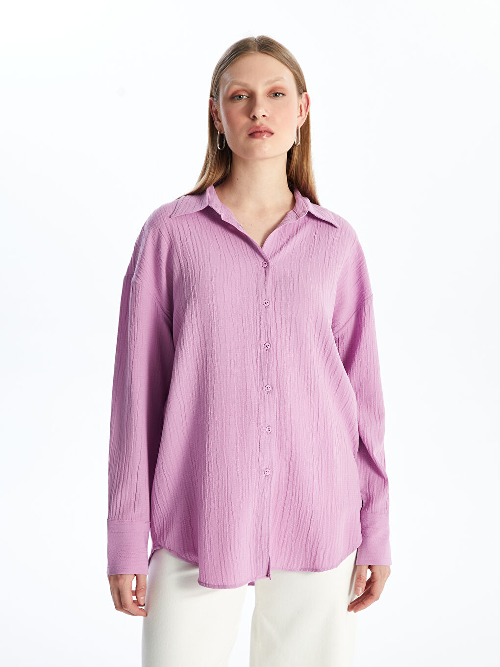 Women's Plain Shirt Tunic -S4EB40Z8-FGL