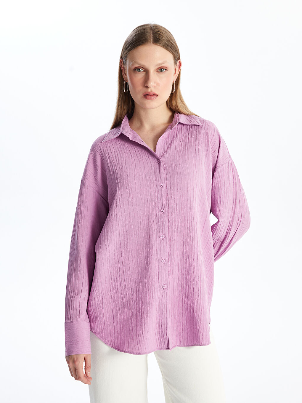 Women's Plain Shirt Tunic -S4EB40Z8-FGL