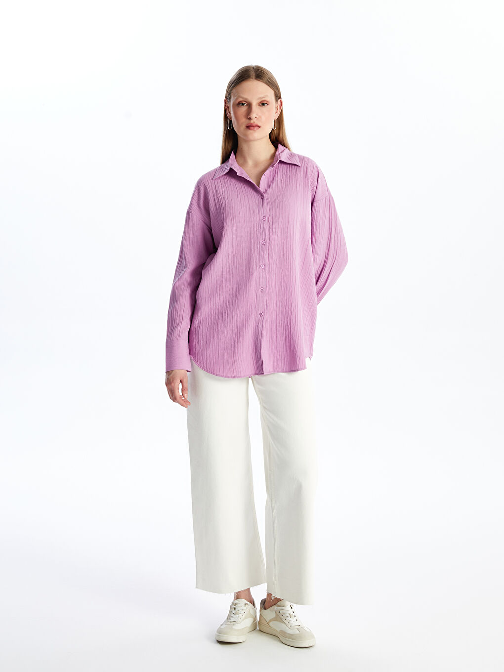 Women's Plain Shirt Tunic -S4EB40Z8-FGL
