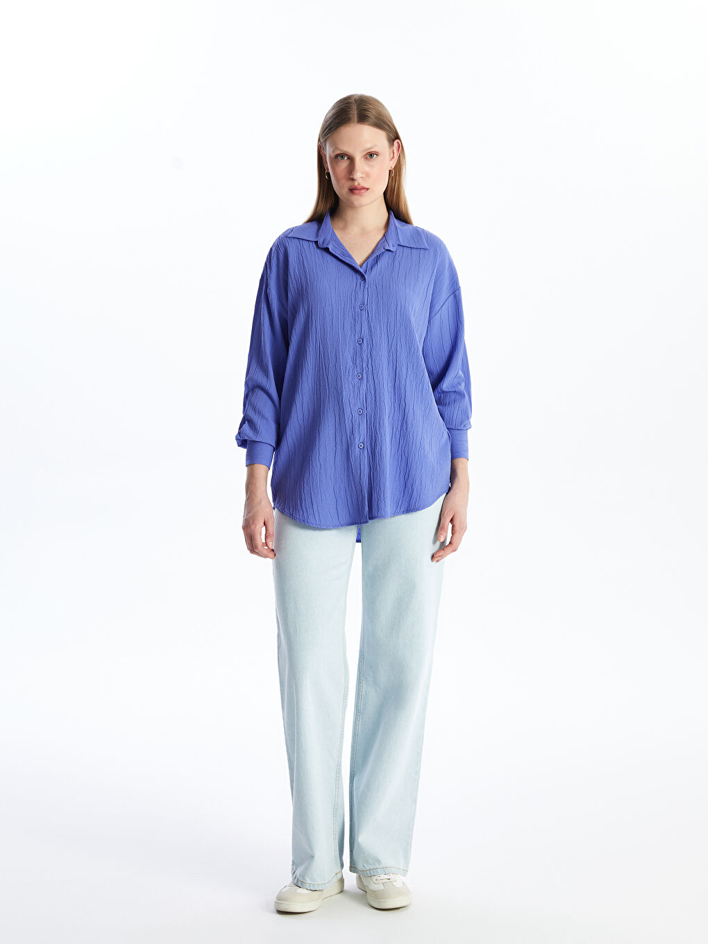 Lila Kadın Düz Gömlek Tunik-2