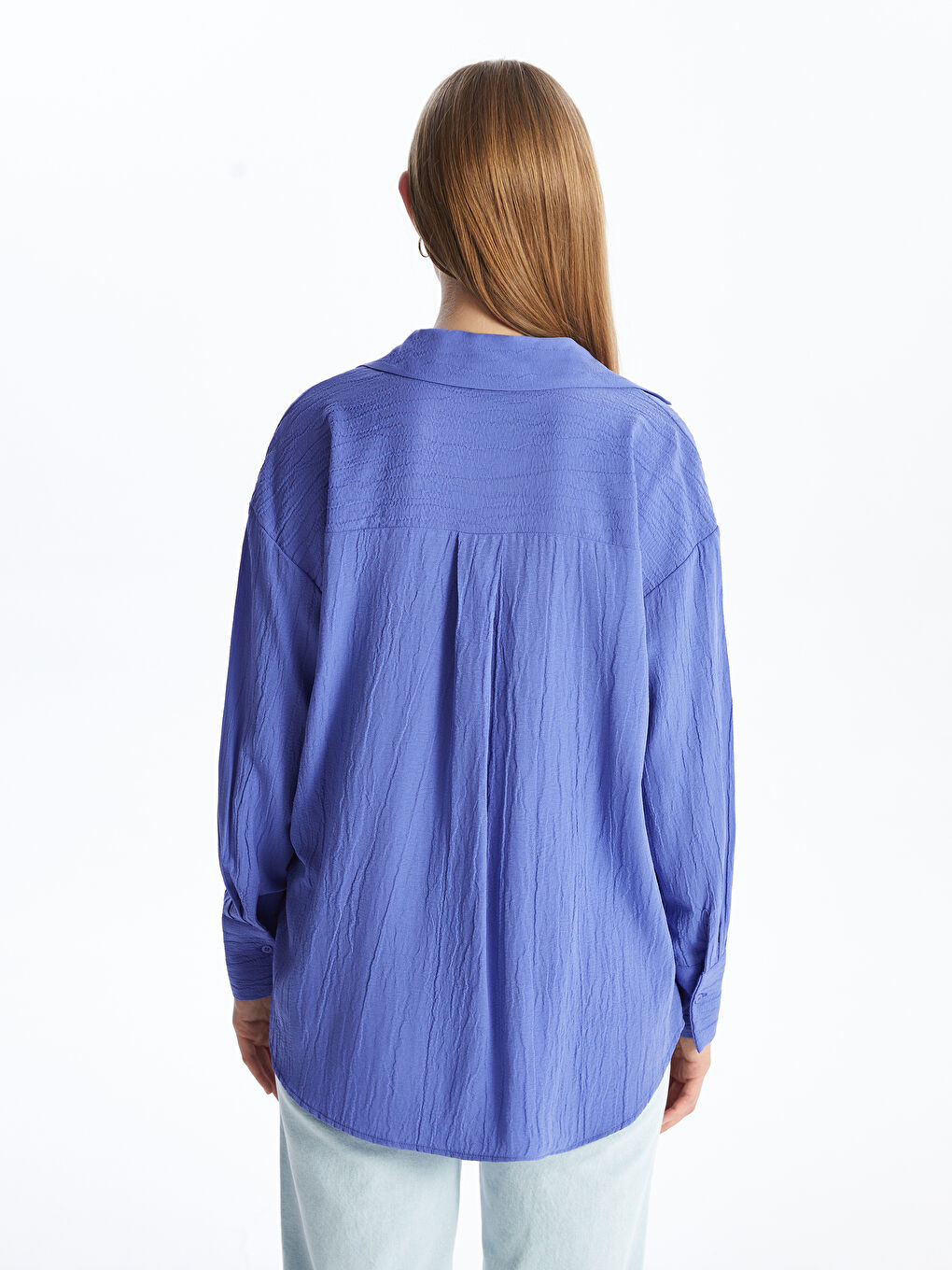 Lila Kadın Düz Gömlek Tunik-4