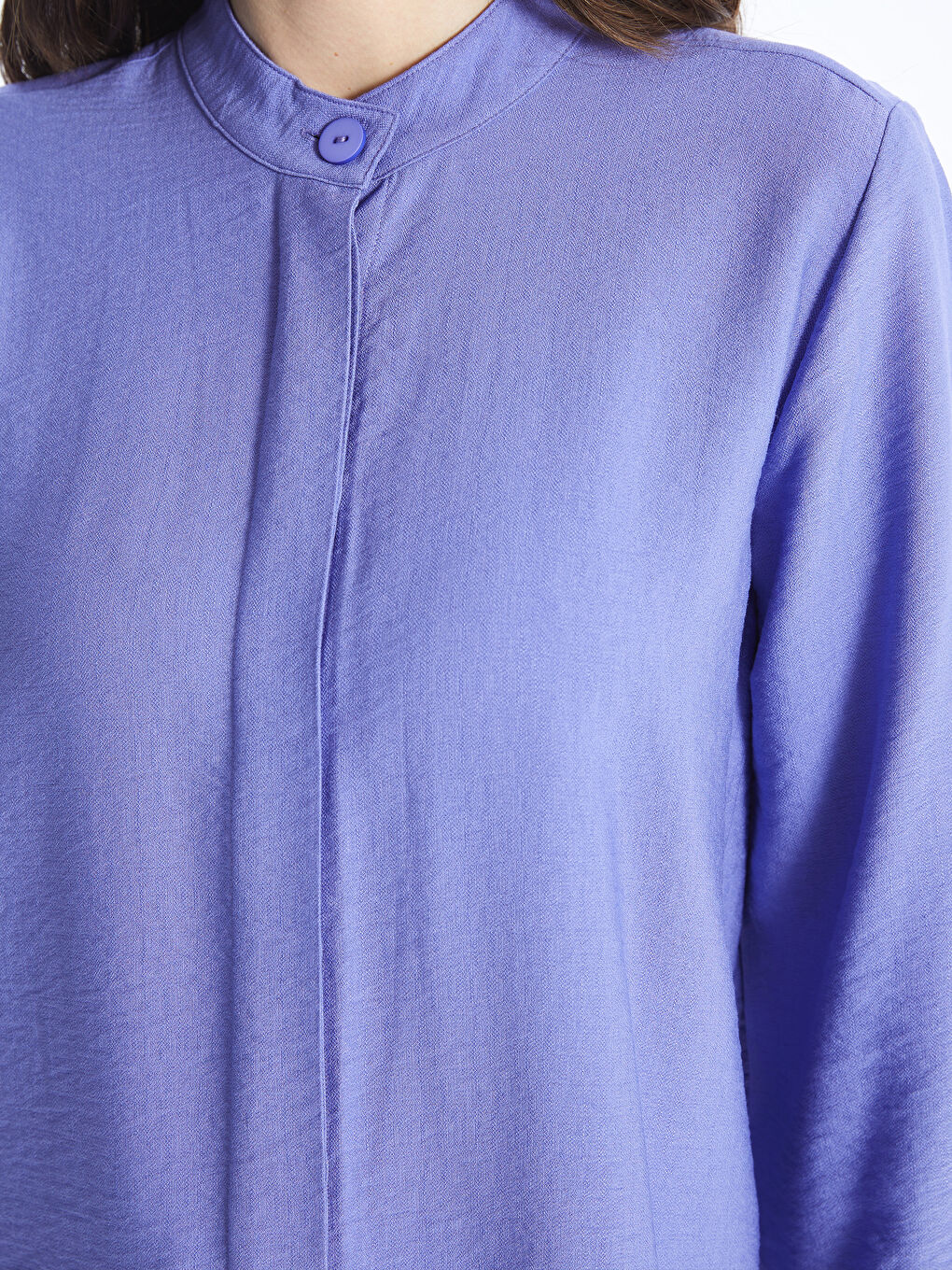 Women's Grandad Collar Plain Shirt Tunic -S4EB45Z8-DX9